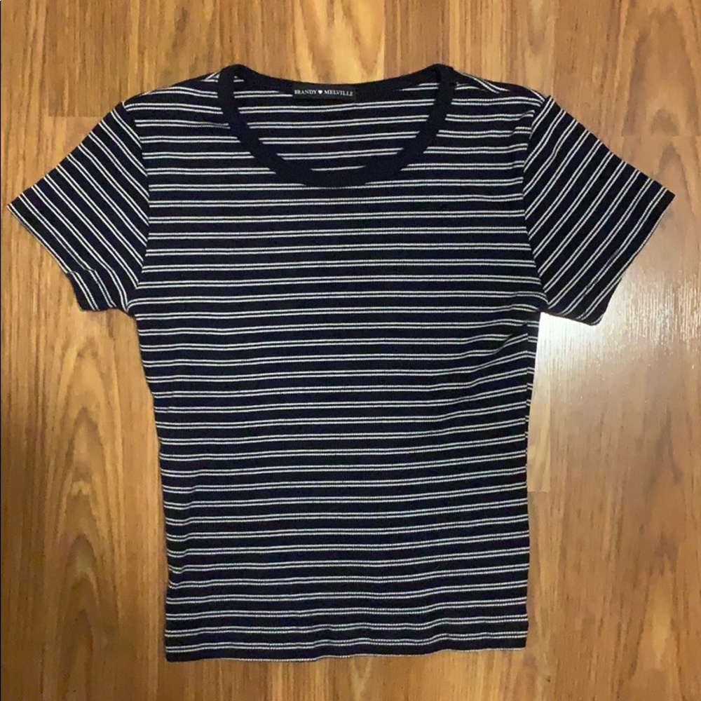Brandy Melville navy and white stripped shirt